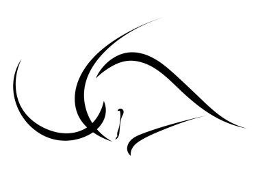 Basit siluet profil üzerinde beyaz bir backgrou izole bir boğa