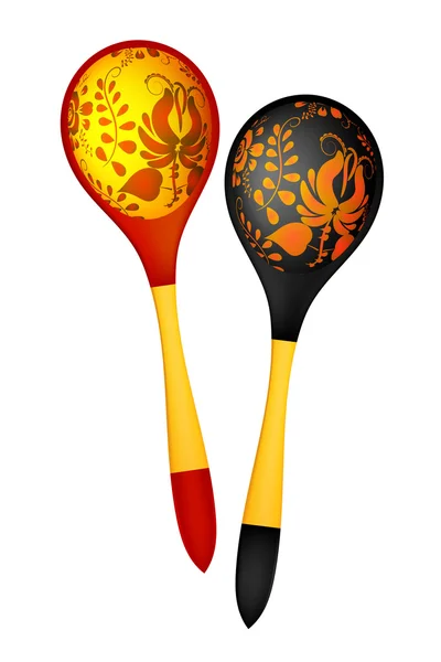 Dos cucharas de madera al estilo nacional ruso. Vector ilustra — Vector de stock