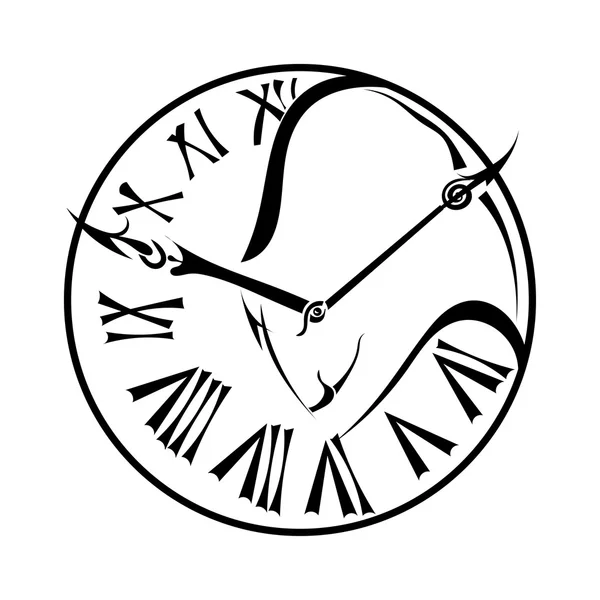 Silhouette noire d'un taureau sur le cadran horloge murale isolé sur wh — Image vectorielle