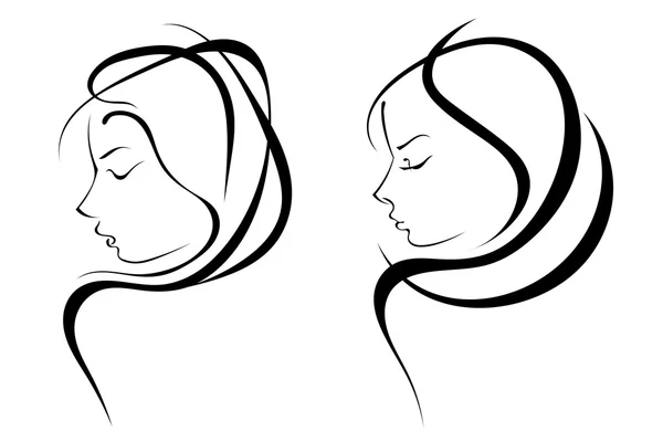 Silhouettes vectorielles de coiffures féminines — Image vectorielle