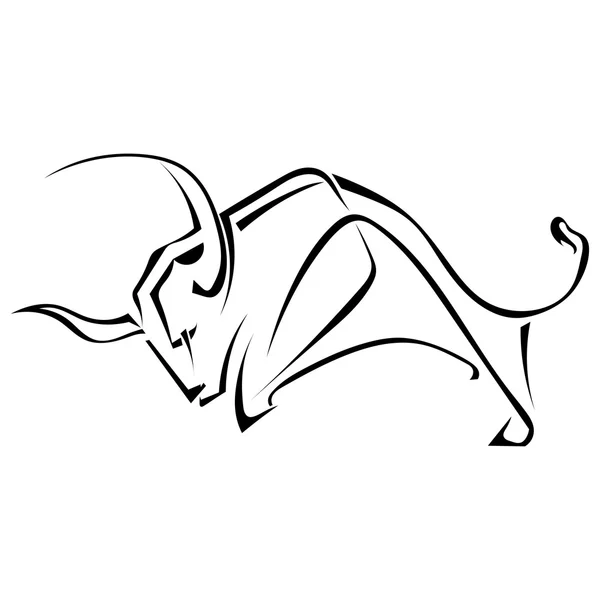 Απομονωμένες μαύρη σιλουέτα ενός ταύρου σε λευκό φόντο. Bullf — Διανυσματικό Αρχείο