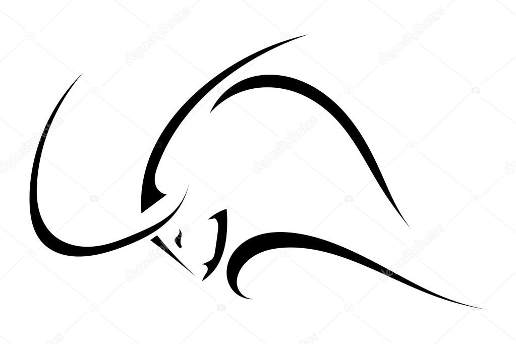 Sketch the profile of a bull isolated on a white background. Trademark farm. Vector illustration.