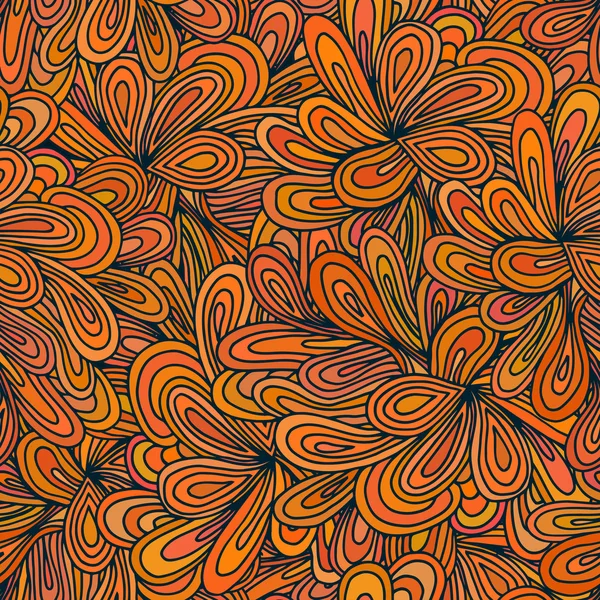 Textura sem costura laranja com flores. Ilustração vetorial . — Vetor de Stock