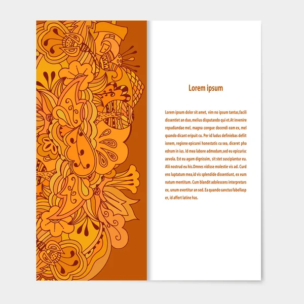 Folheto com ornamento de planta laranja. Ilustração vetorial . — Vetor de Stock