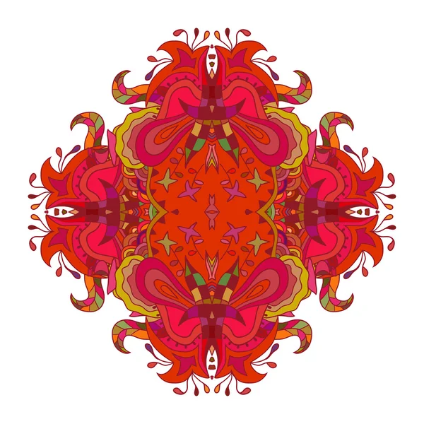 Mandala de flores rojas aisladas sobre un fondo blanco. Vector il — Archivo Imágenes Vectoriales