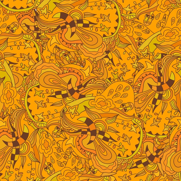 Textura sem costura de flores de laranja em um estilo simples. Vector doente — Vetor de Stock