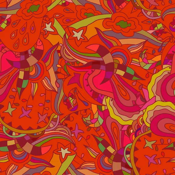 Roter nahtloser floraler Hintergrund. Doodle. Vektorillustration. — Stockvektor