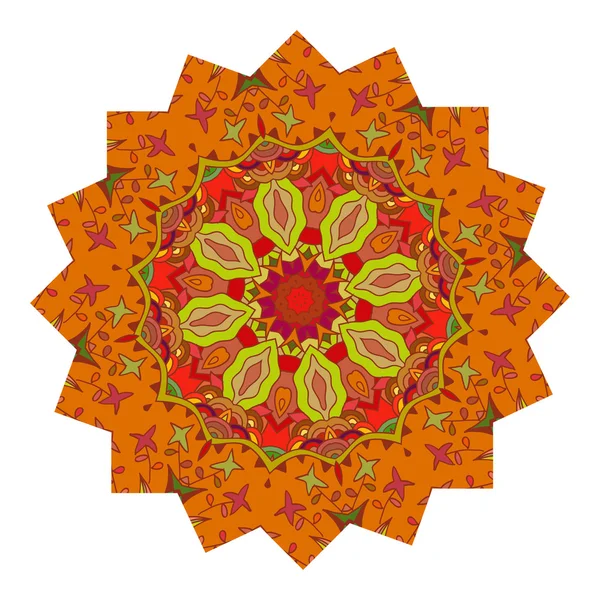Helles Mandala mit floralem Druck auf weißem Hintergrund. — Stockvektor