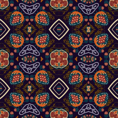 Bir çiçek süsleme turuncu kabile stili o sorunsuz arka plan