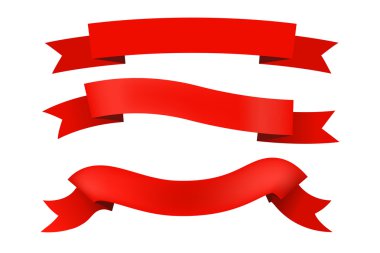 Kırmızı kurdele tasarım kümesi. Vektör çizim