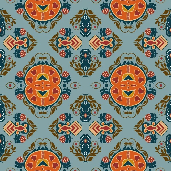 Fundo sem costura de um ornamento floral laranja estilo tribal o —  Vetores de Stock