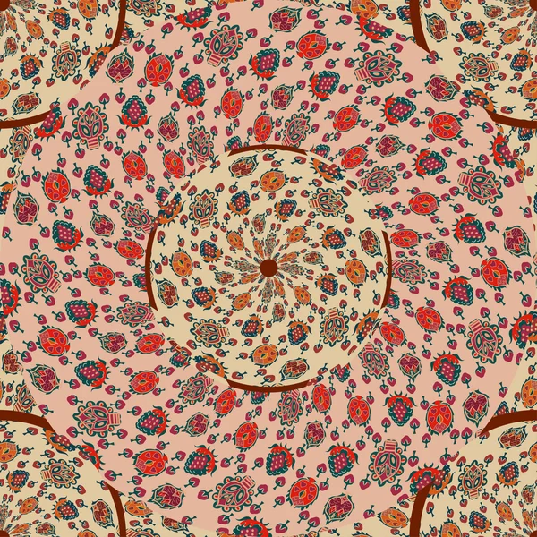 Nahtloser Hintergrund aus einem floralen Ornament rozovymm Stammesstil — Stockvektor