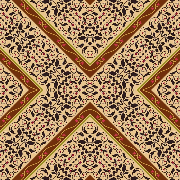 Fundo sem costura brilhante com ornamento floral. Estilo tribal. E — Vetor de Stock