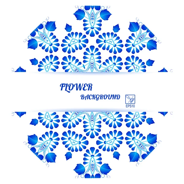 Banner z kwiatowy ornament w stylu Gzhel. Ilustracja wektorowa. — Wektor stockowy