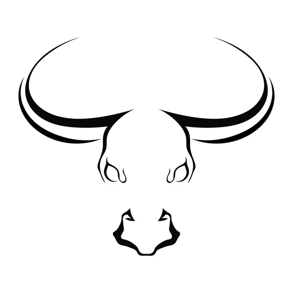 Simple silhouette full face head of a bull isolated on a white b — Stock Vector