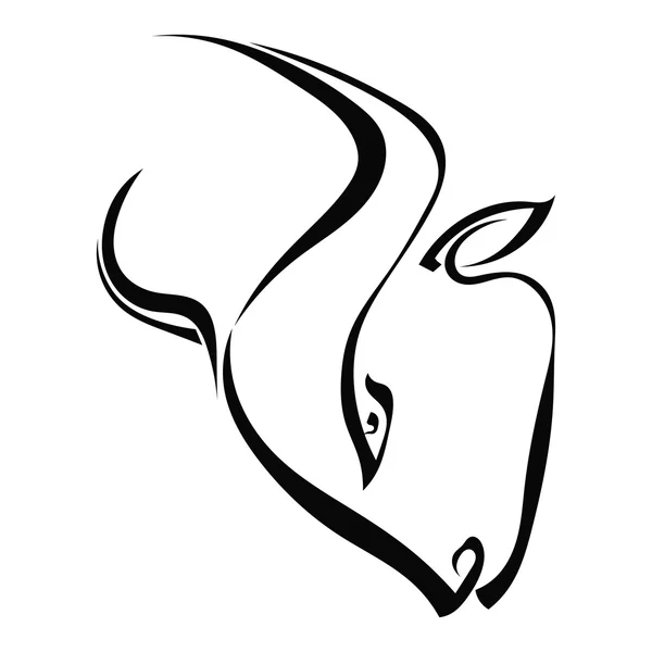 白バックの分離された牛のシンプルなシルエットのプロファイル頭 — ストックベクタ