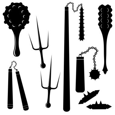 A large set bladed weapons. Vector illustration. clipart
