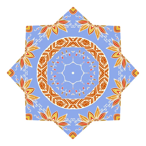 Élément de design bleu sous la forme d'un ornement mandala Tribal sty — Image vectorielle