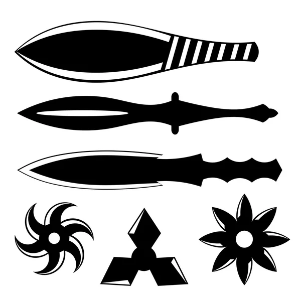 Conjunto de siluetas cuchillas de armas. Ilustración vectorial . — Vector de stock