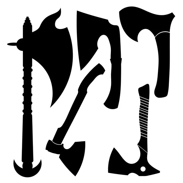 Set silhouetten van battle-axes. Vectorillustratie. — Stockvector