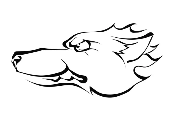 Testa di lupo isolata di profilo su sfondo bianco. Logo. Vecto — Vettoriale Stock