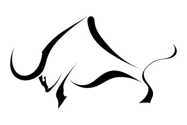 Zwart silhouet in profiel stier geïsoleerd achtergrond. Logo, trad — Stockvector