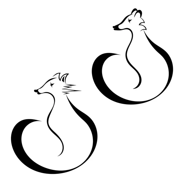 Ensemble de silhouettes de renard isolées sur fond blanc. Profil . — Image vectorielle