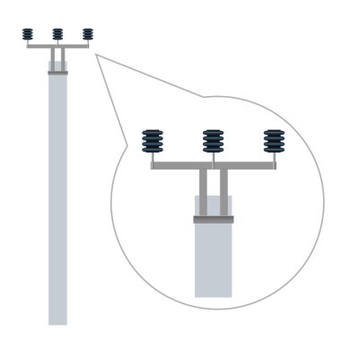 Seramik İzolatörler ile elektrik Kutbu. Vektör çizim