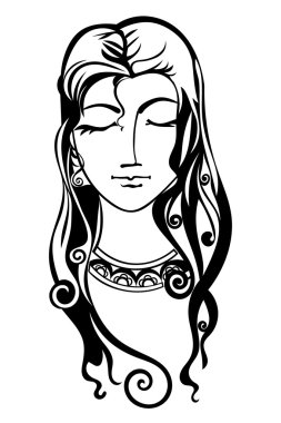 Kızın yüzü beyaz arka plan üzerinde izole koruyoruz. Vektör Il