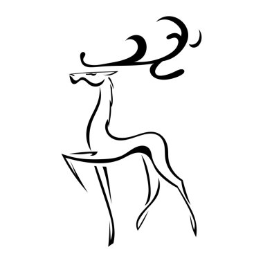 Büyük boynuzlu geyik silüeti kroki. İzole. Ben vektör