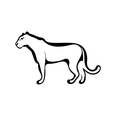 Siluet profili bir dişi aslan, eskiz. İzole. Vektör illustr