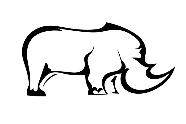 Rhinoceros in profile isolated on white background. Vector illus — Stock Vector