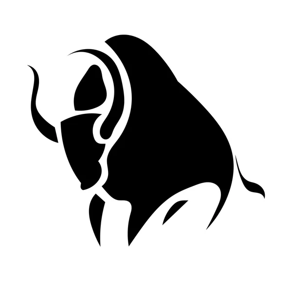 Zwart silhouet eenvoudig van een stier geïsoleerd achtergrond. Vector il — Stockvector
