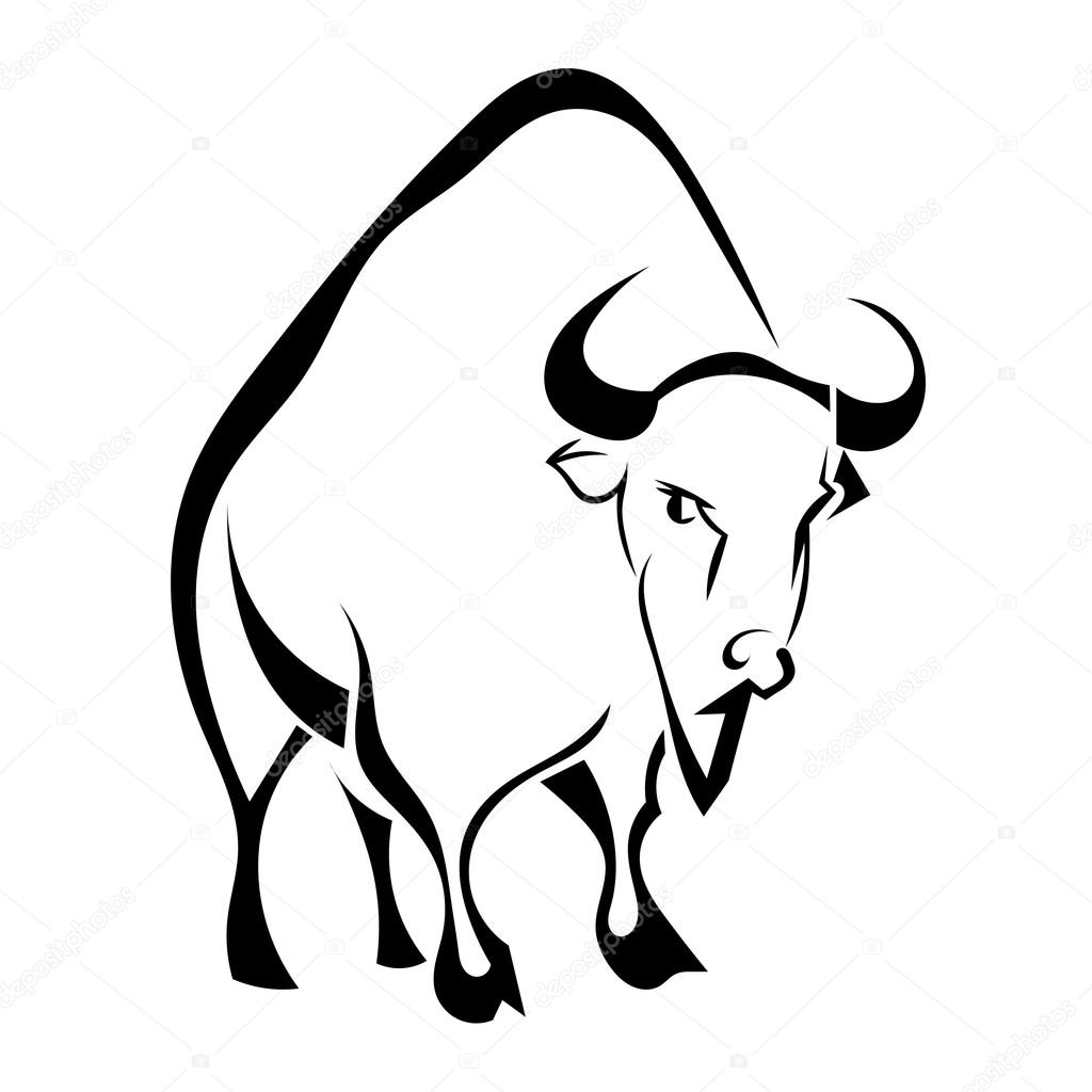 Buffalo isolated on white background. Vector illustration.