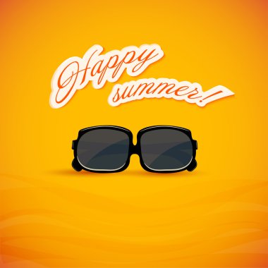 Bright yellow background. Sunglasses. Vector illustration.