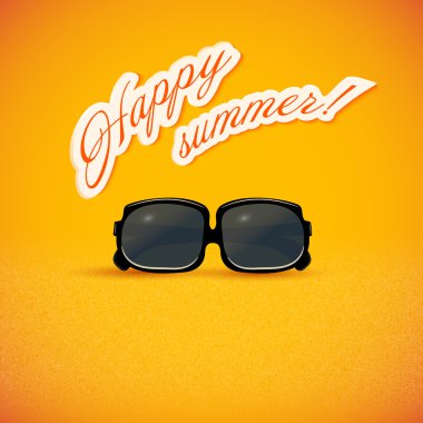 Bright yellow background. Sunglasses. Grunge. Vector illustratio