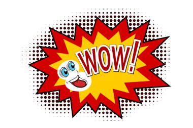 Cartoon Wow. Vector illustration.