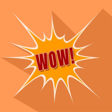 Cartoon Wow against a bright background. Vector illustration.
