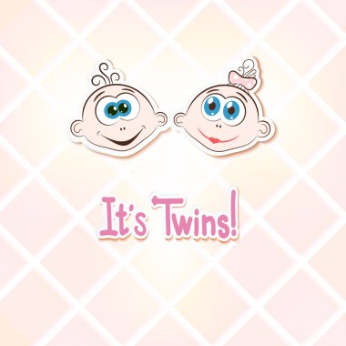 Children twins on a light background. Cartoon. Vector illustrati