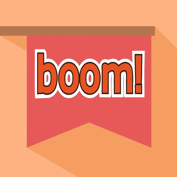 Boom cartone animato con una pistola e una bandiera. Armi. Illustrazione vettoriale — Vettoriale Stock