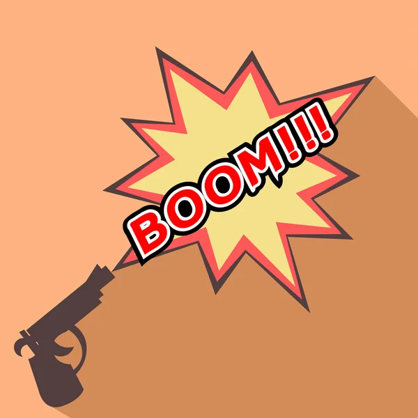 Cartoon Boom with a gun. Weapons. Vector illustration. — ストックベクタ