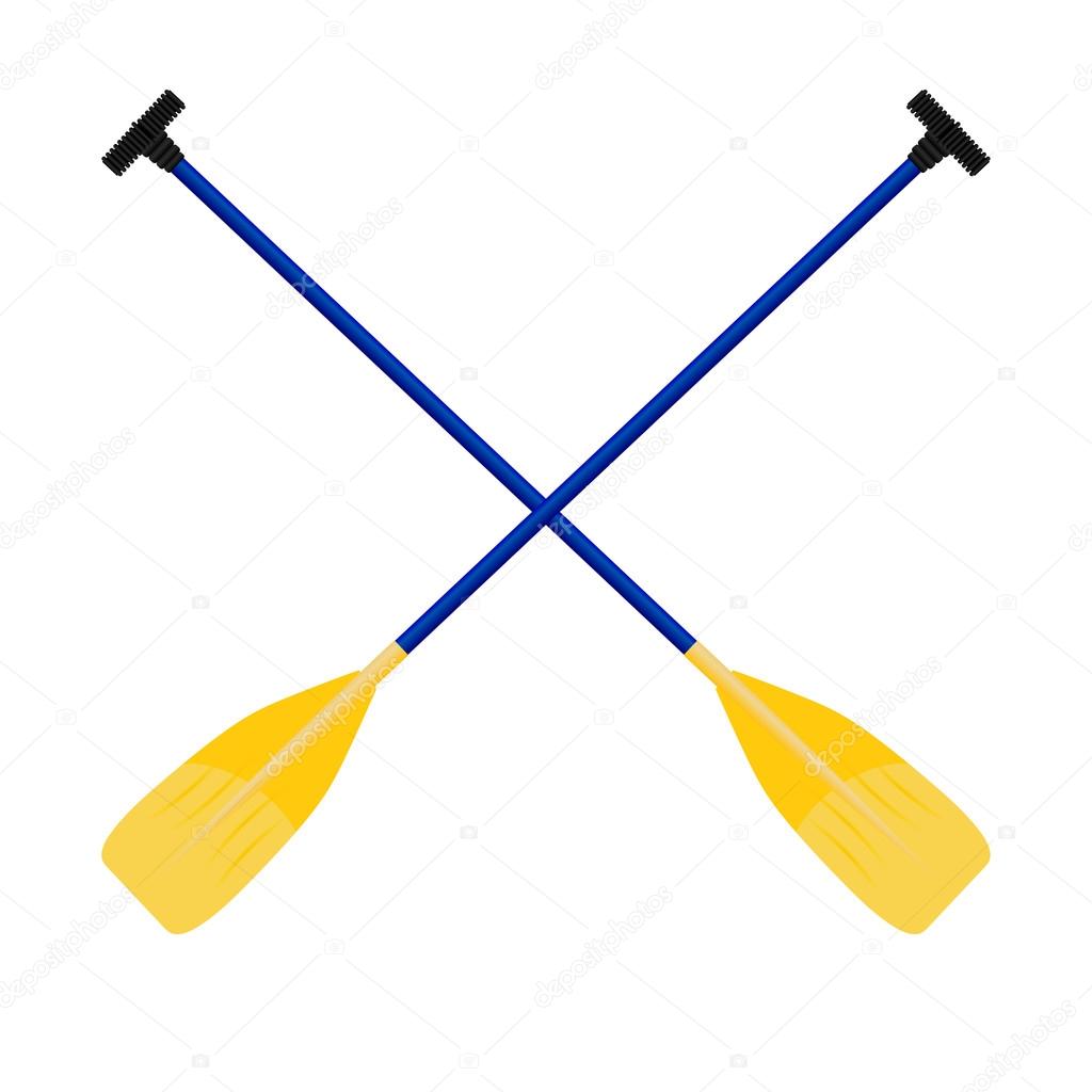 Paddles yellow-blue isolated on white background. Vector illustr