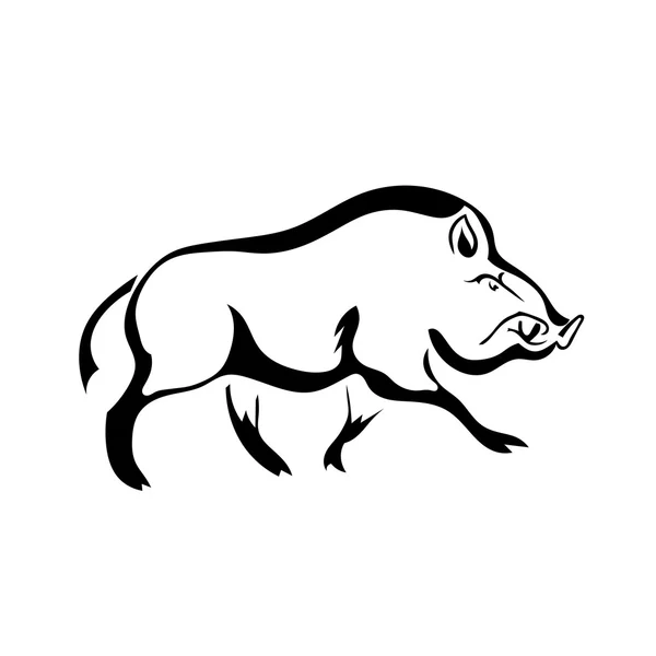 Schwarze Silhouette Wildschwein auf weißem Hintergrund. isoliert. Vektor-Illusion — Stockvektor
