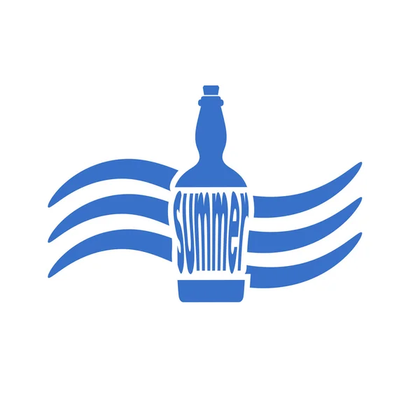 Botella azul aislada sobre fondo blanco. Elemento de diseño. Suma — Archivo Imágenes Vectoriales