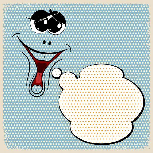 Mowy Buble z uśmiechniętą twarz w stylu retro Pop-artu — Wektor stockowy