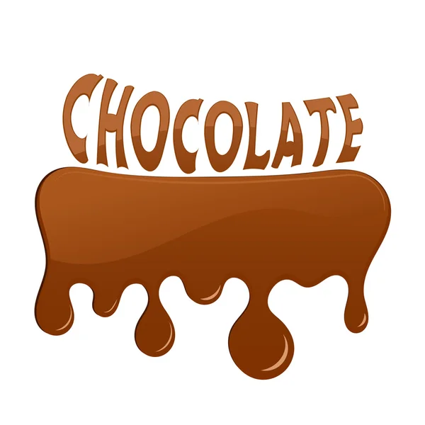 Chocolate derretido com texto de chocolate. Ilustração vetorial —  Vetores de Stock