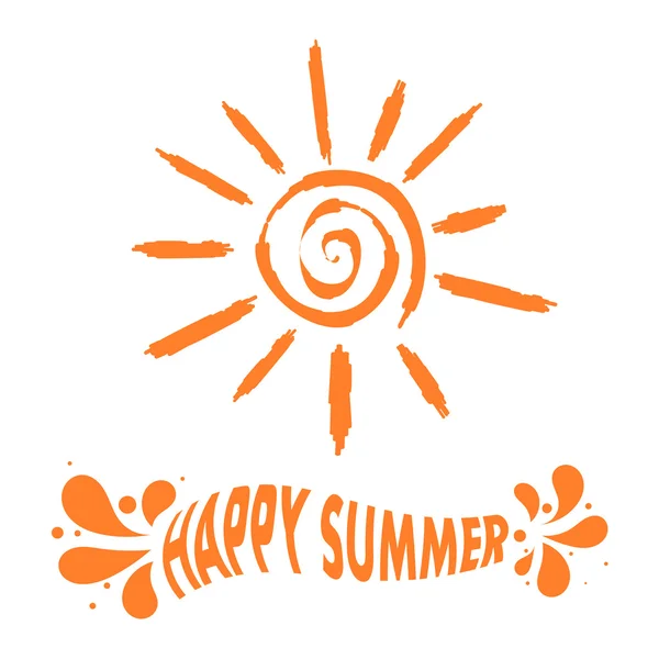 Sinal de sol ilustração com o texto "Feliz verão!" Vetor illus — Vetor de Stock