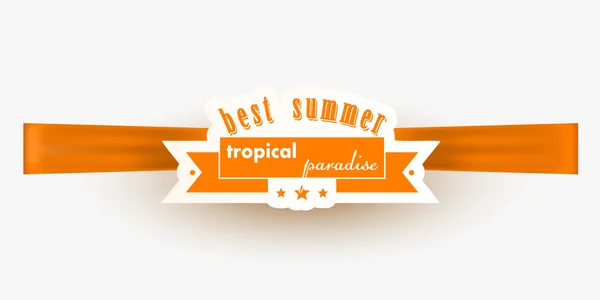Orange summer banner on a silk ribbon on a white background. Vec — Stock Vector