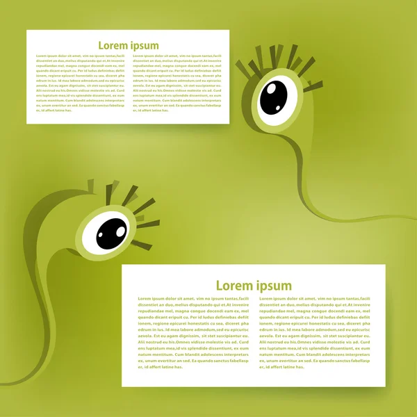 Abstrato fundo verde com formas para o texto Desenhos animados olhos. vec — Vetor de Stock