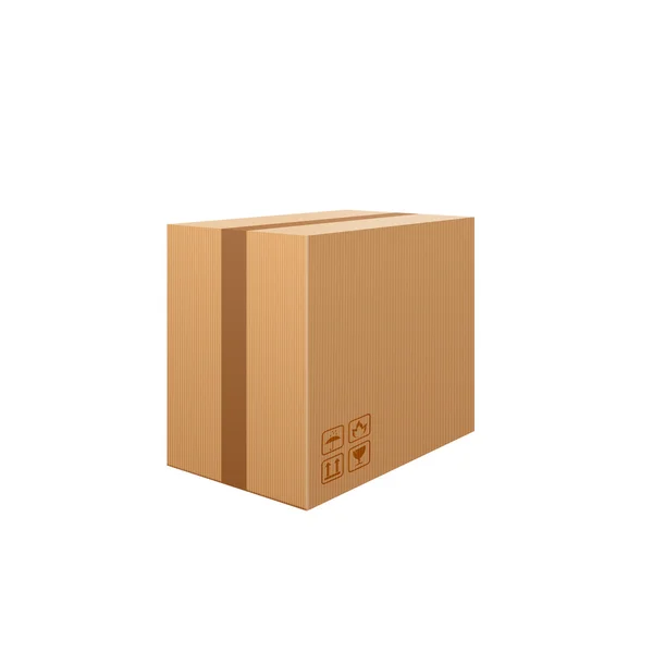 Corrugated box isolated on white background. Beware, the glass! — Stock Vector